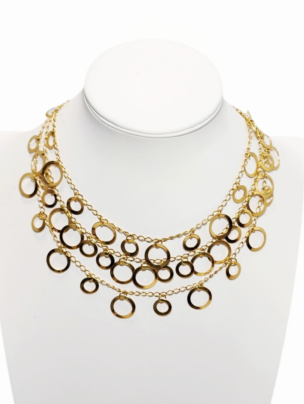 18KGP Triple Strand Modernist Bib Statement Necklace Signed FRL